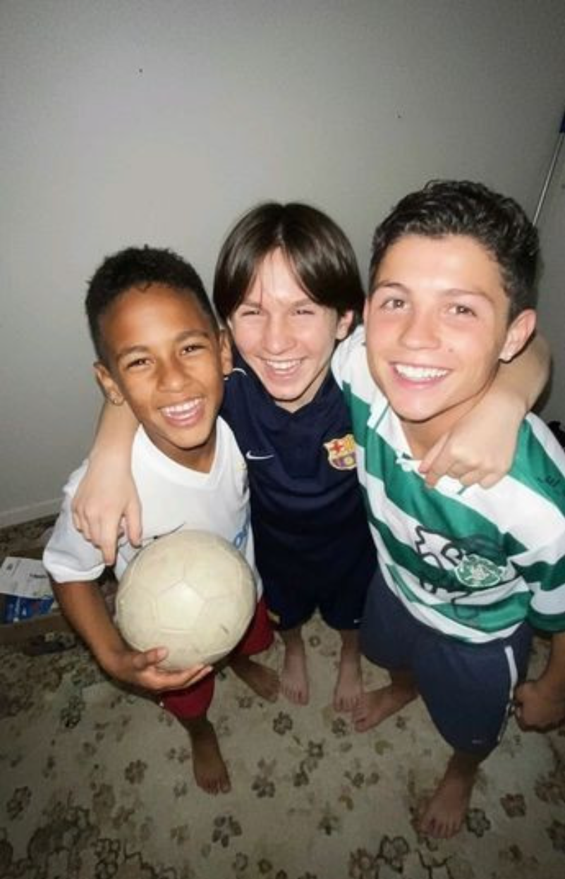 Three young boys with a ball